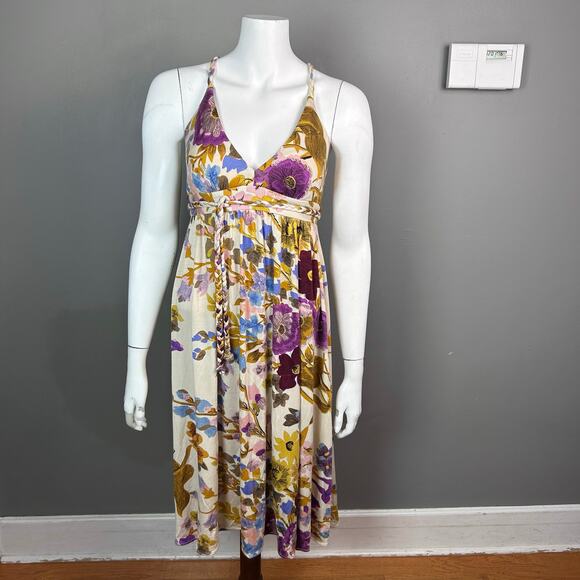 Anthropologie Tracy Reese Dress XS Petite Grecian Bloomcore Slip Tencel VTG Midi - Picture 1 of 15